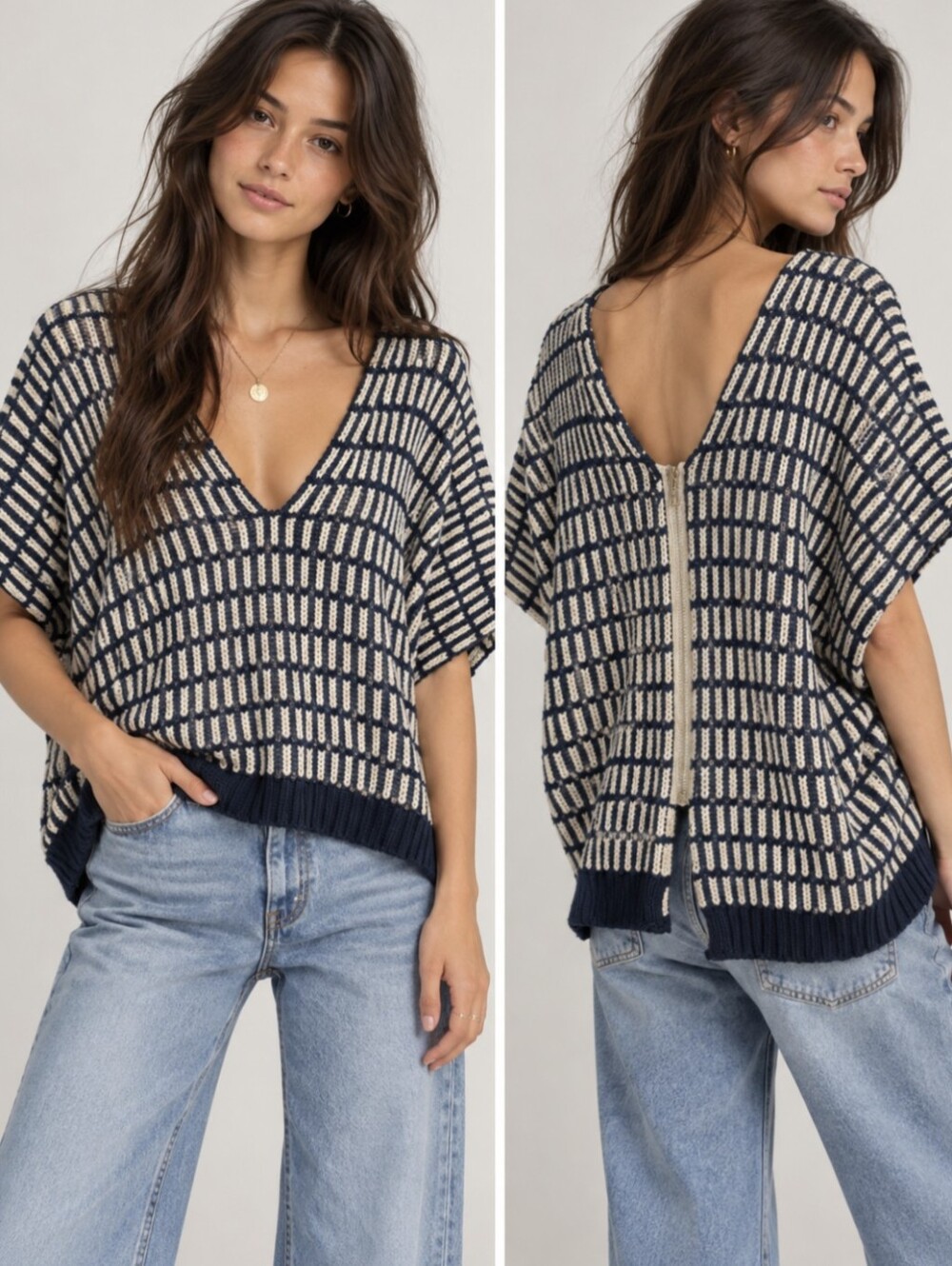 Free People Something Special Back Zip Sweater Small
